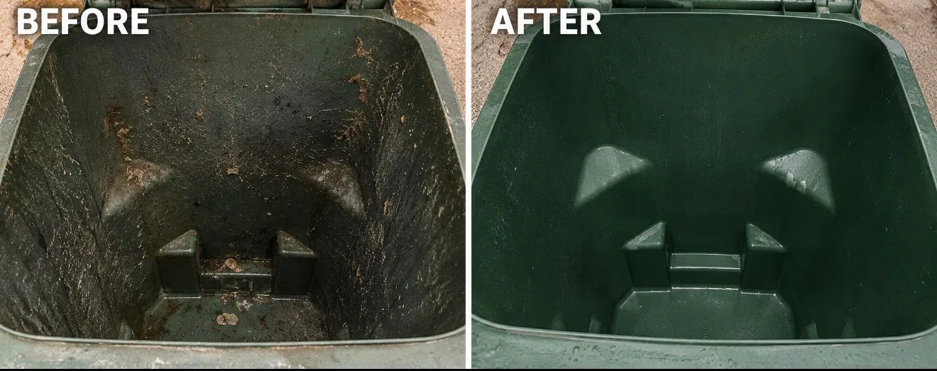 Before and after bin interior cleaning